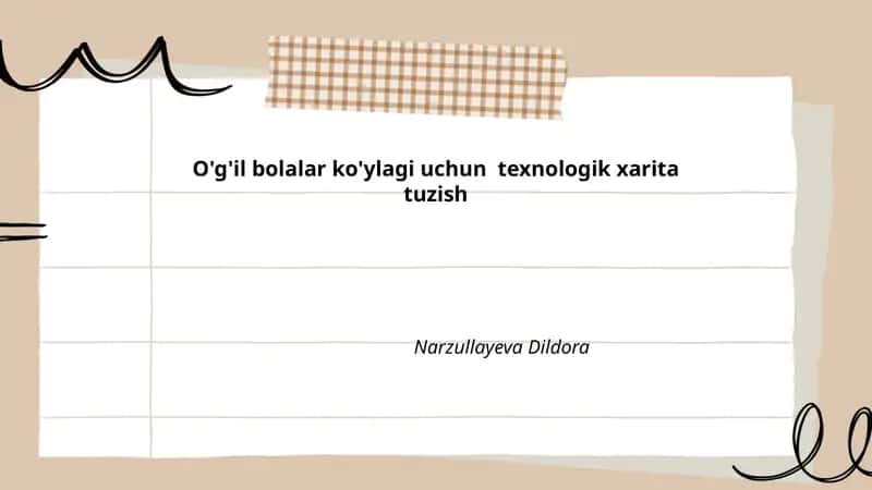 O'g'il bolalar ko'ylagi uchun texnologik xarita tuzish