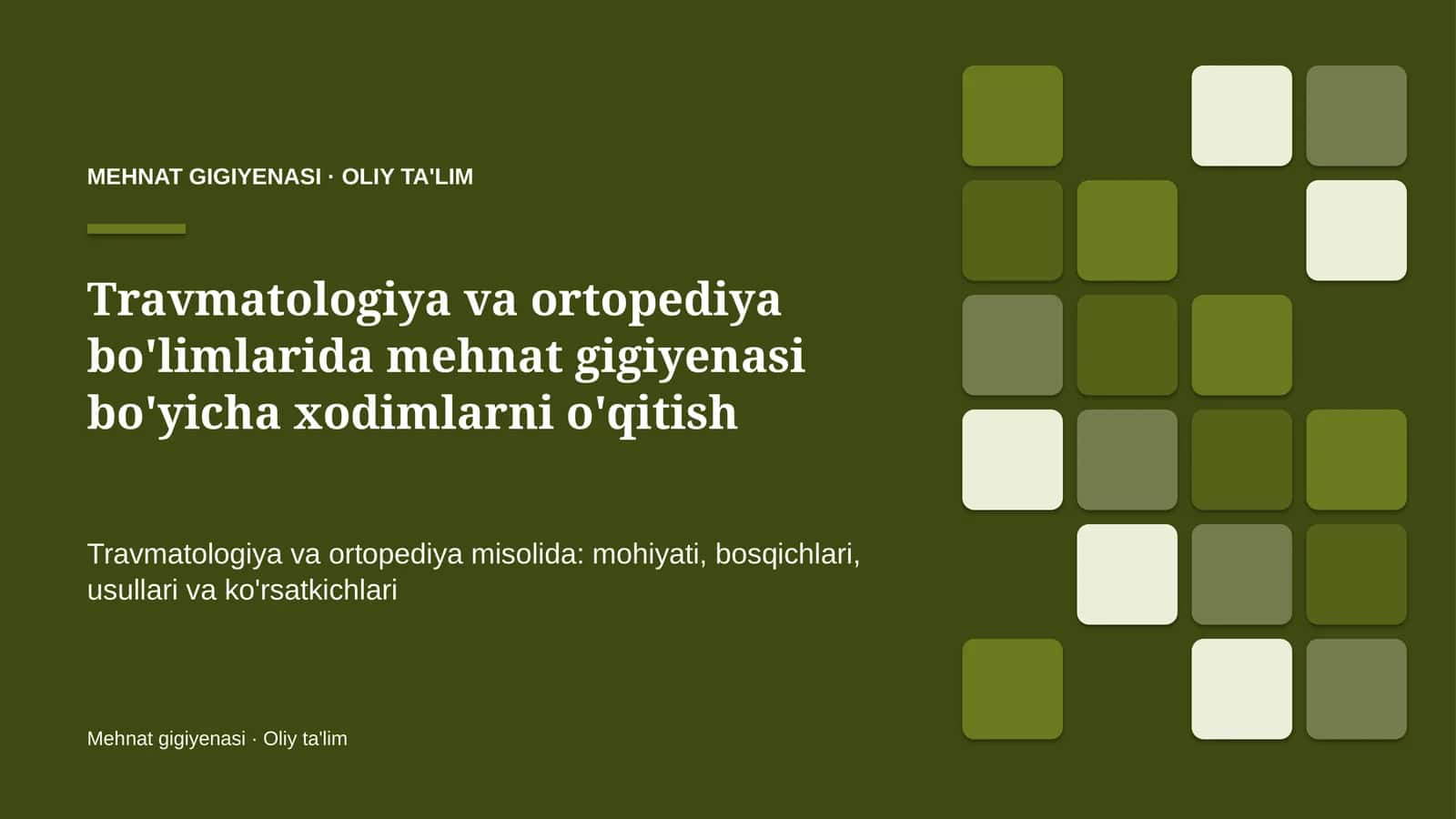 travmatologiya va ortopediya bo'limlarida mehnat gigiyenasi bo'yicha xodimlarni o'qitish 8639