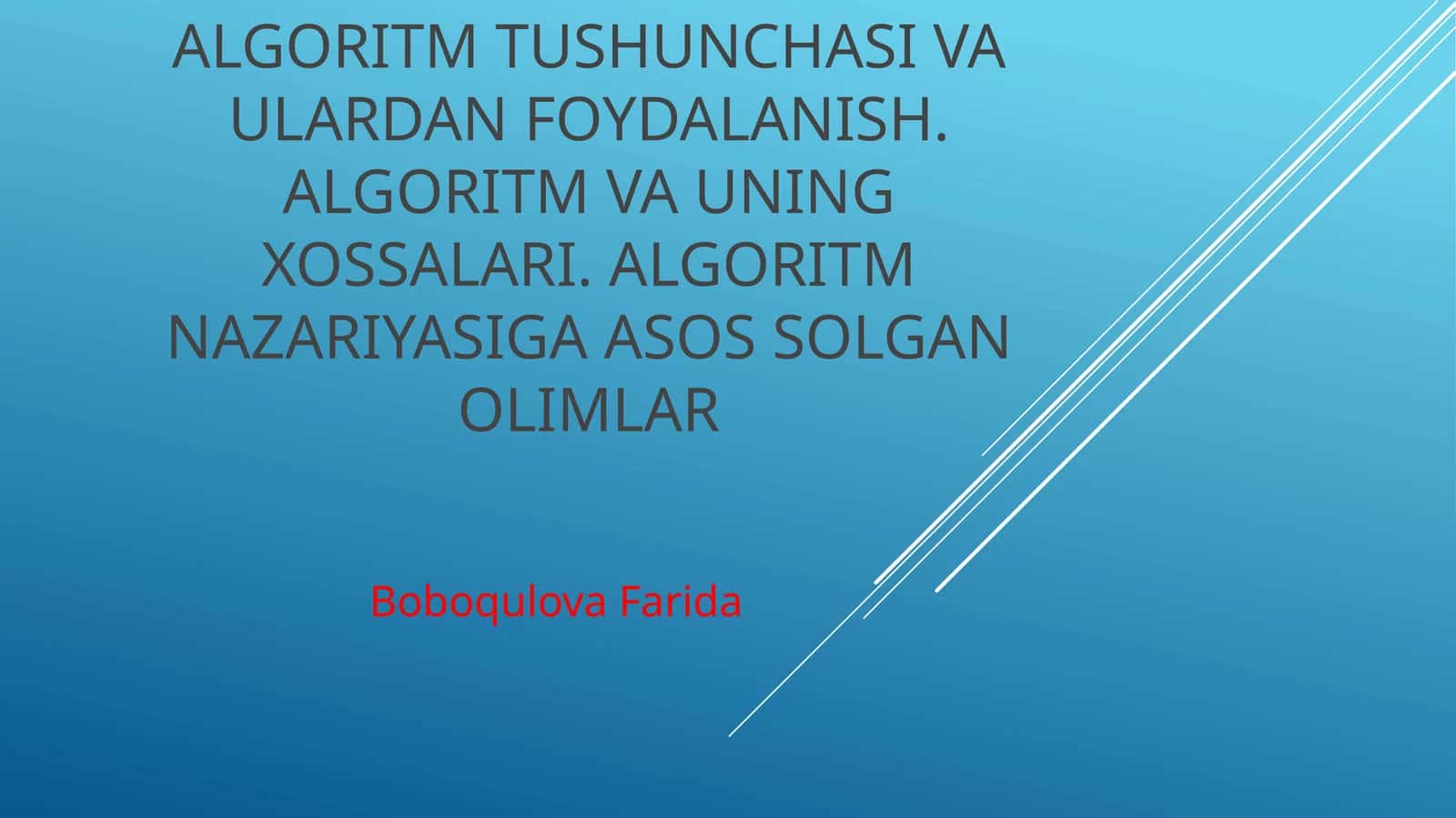 Algoritm Nima?
