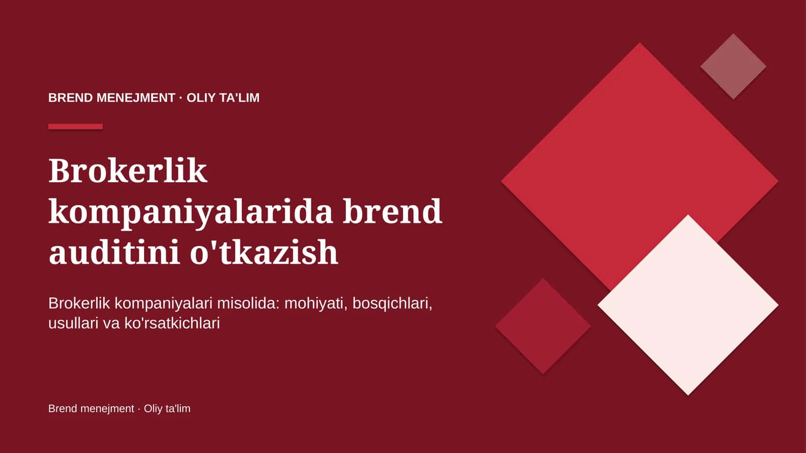 Brokerlik kompaniyalarida brend auditini o'tkazish