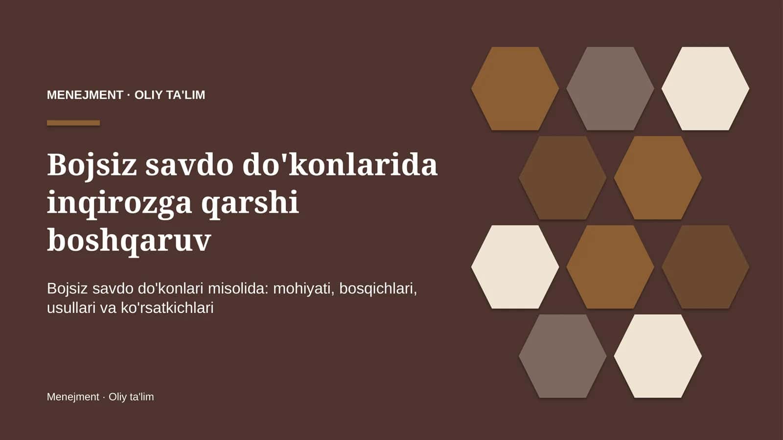 Bojsiz savdo do'konlarida inqirozga qarshi boshqaruv