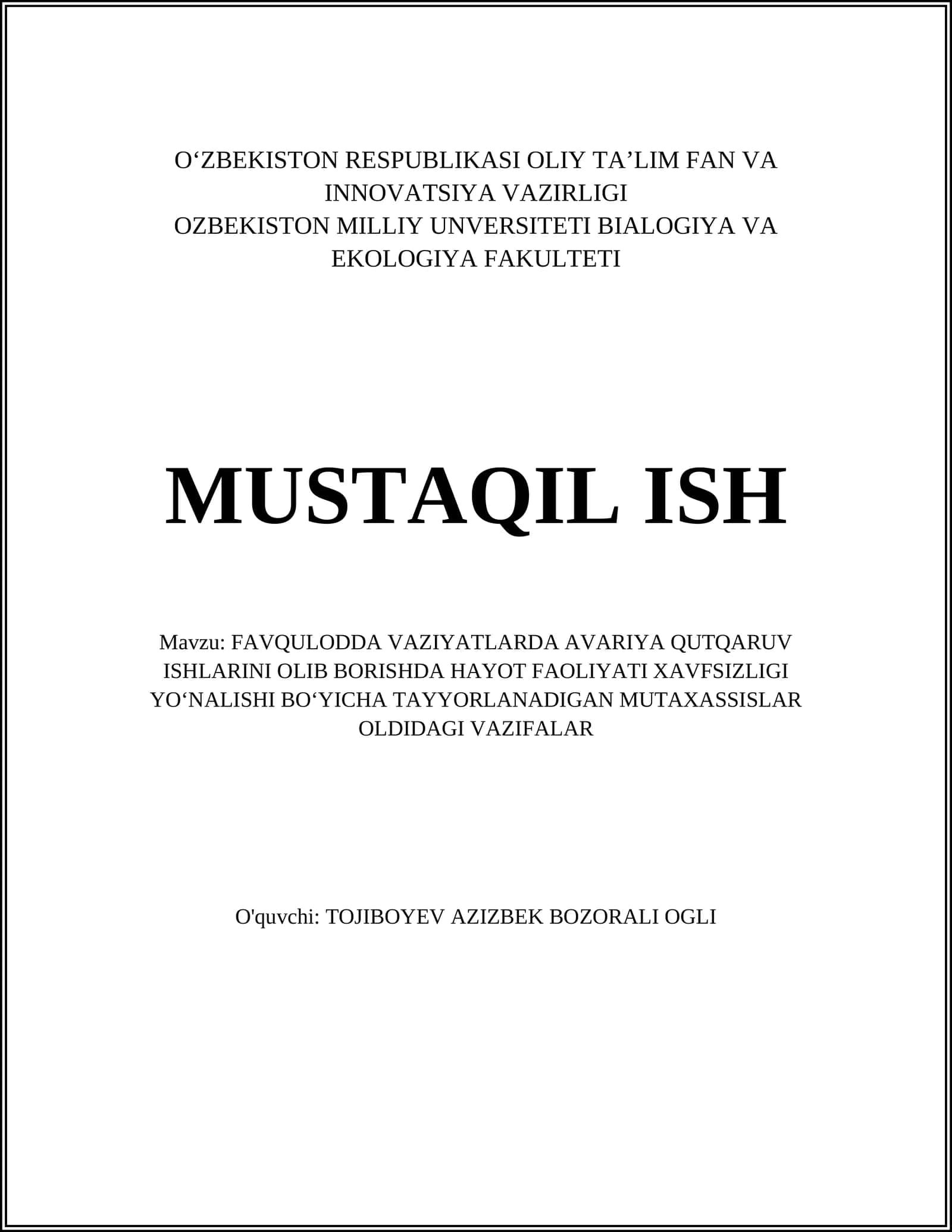 Favqulodda vaziyatlarda avariya-qutqaruv ishlari
