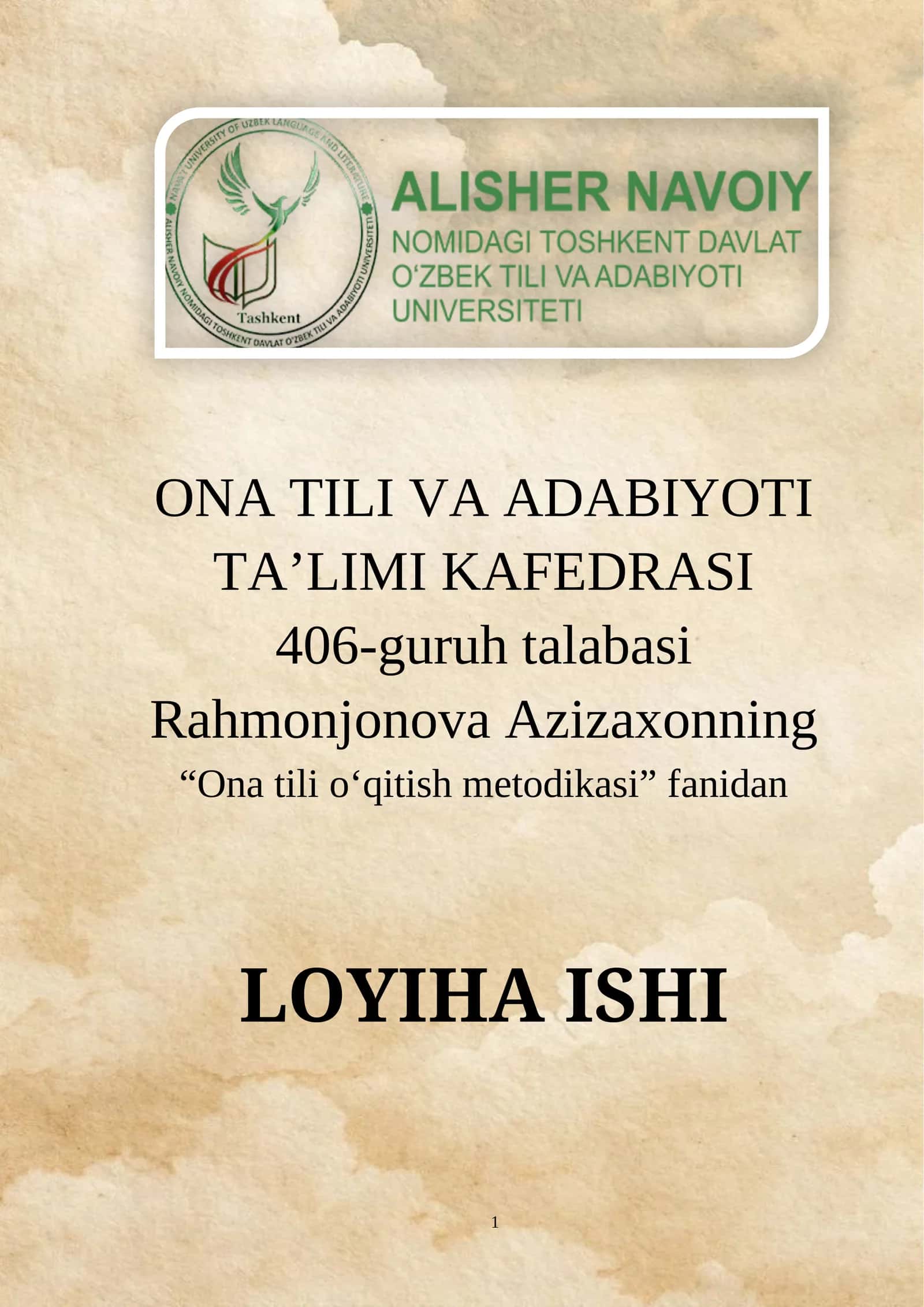 ONA TILI VA ADABIYOTI TA’LIMI KAFEDRASI