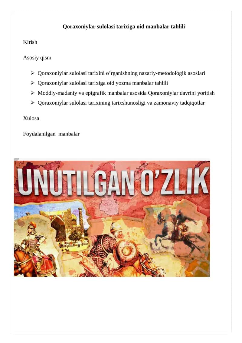 Qoraxoniylar sulolasi tarixiga oid manbalar tahlili
