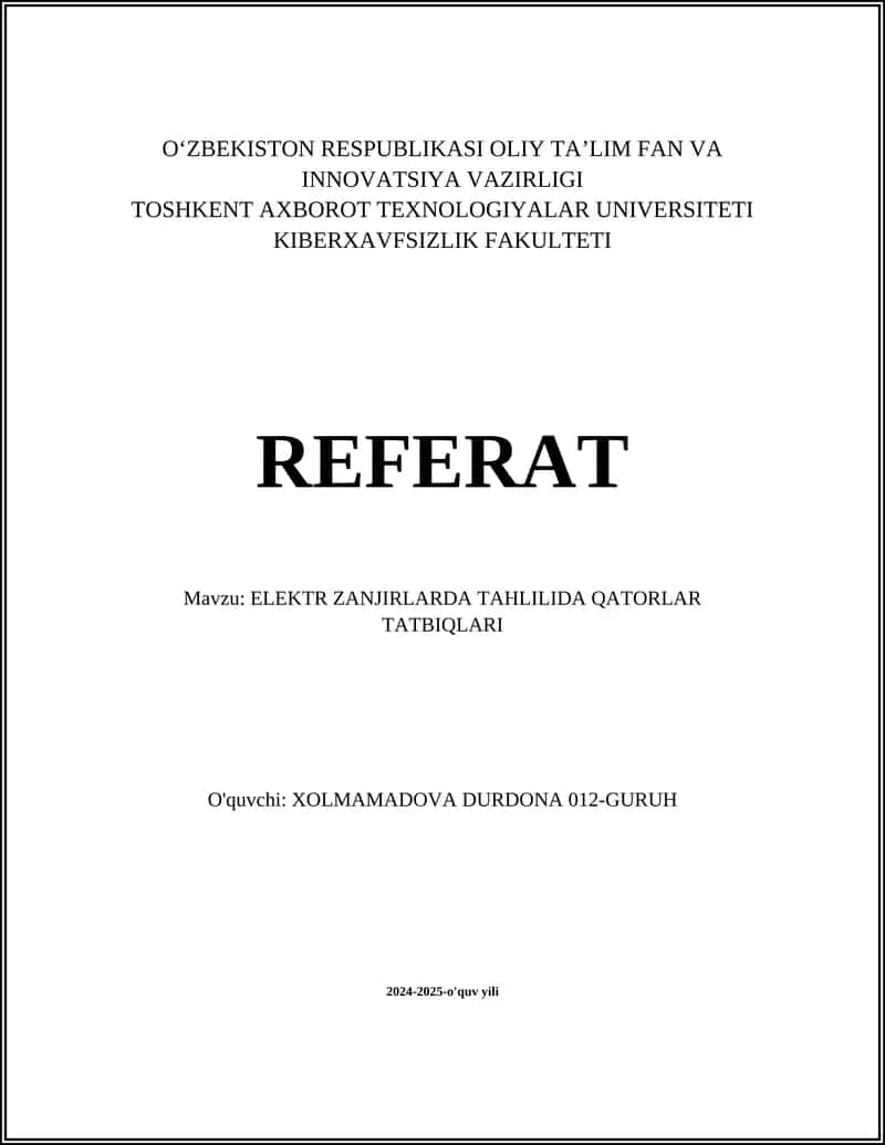 Elektr zanjirlarda tahlil