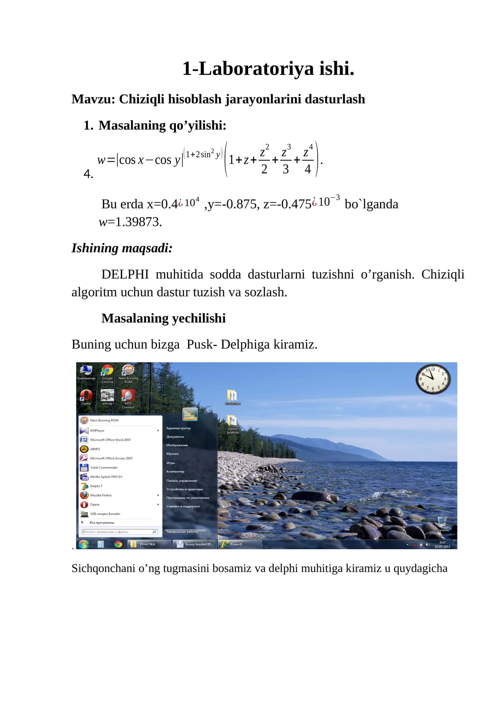 Chiziqli hisoblash jarayonlarini dasturlash