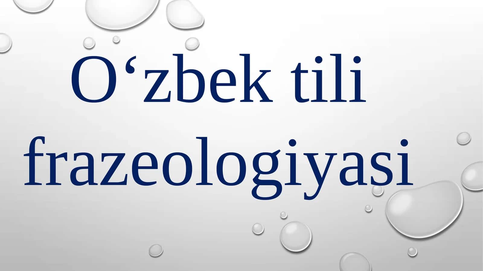 O‘zbek tili frazeologiyasi