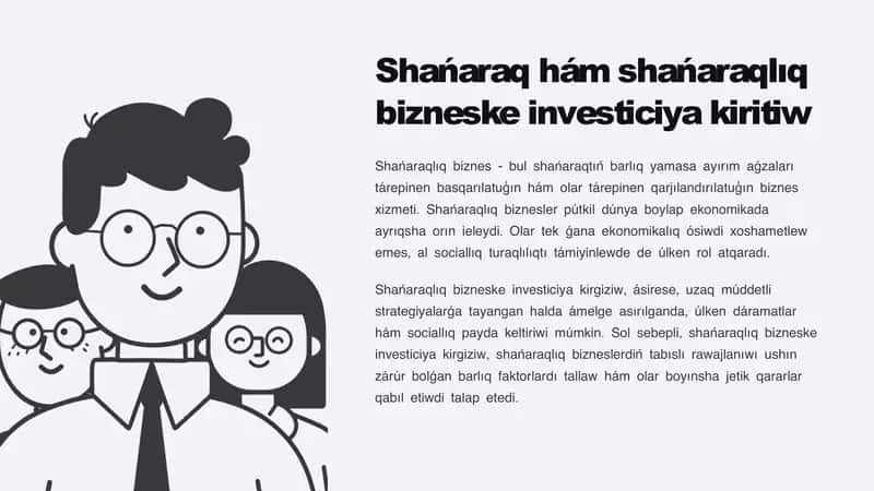 Shańaraq hám shańaraqliq bizneske investiciya kiritiw
