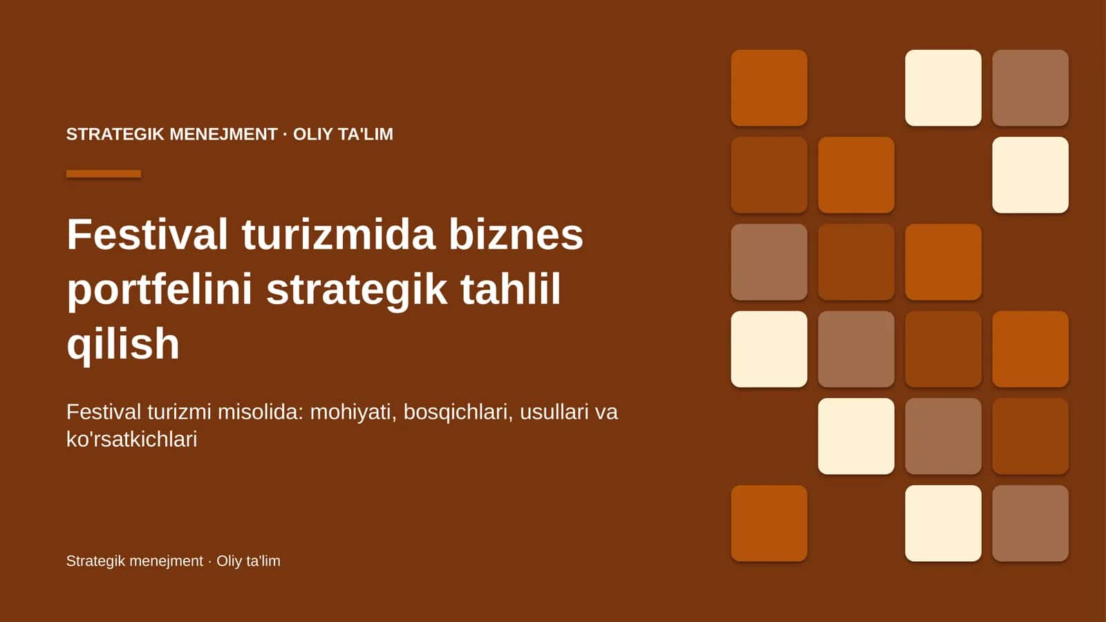 Festival turizmida biznes portfelini strategik tahlil qilish