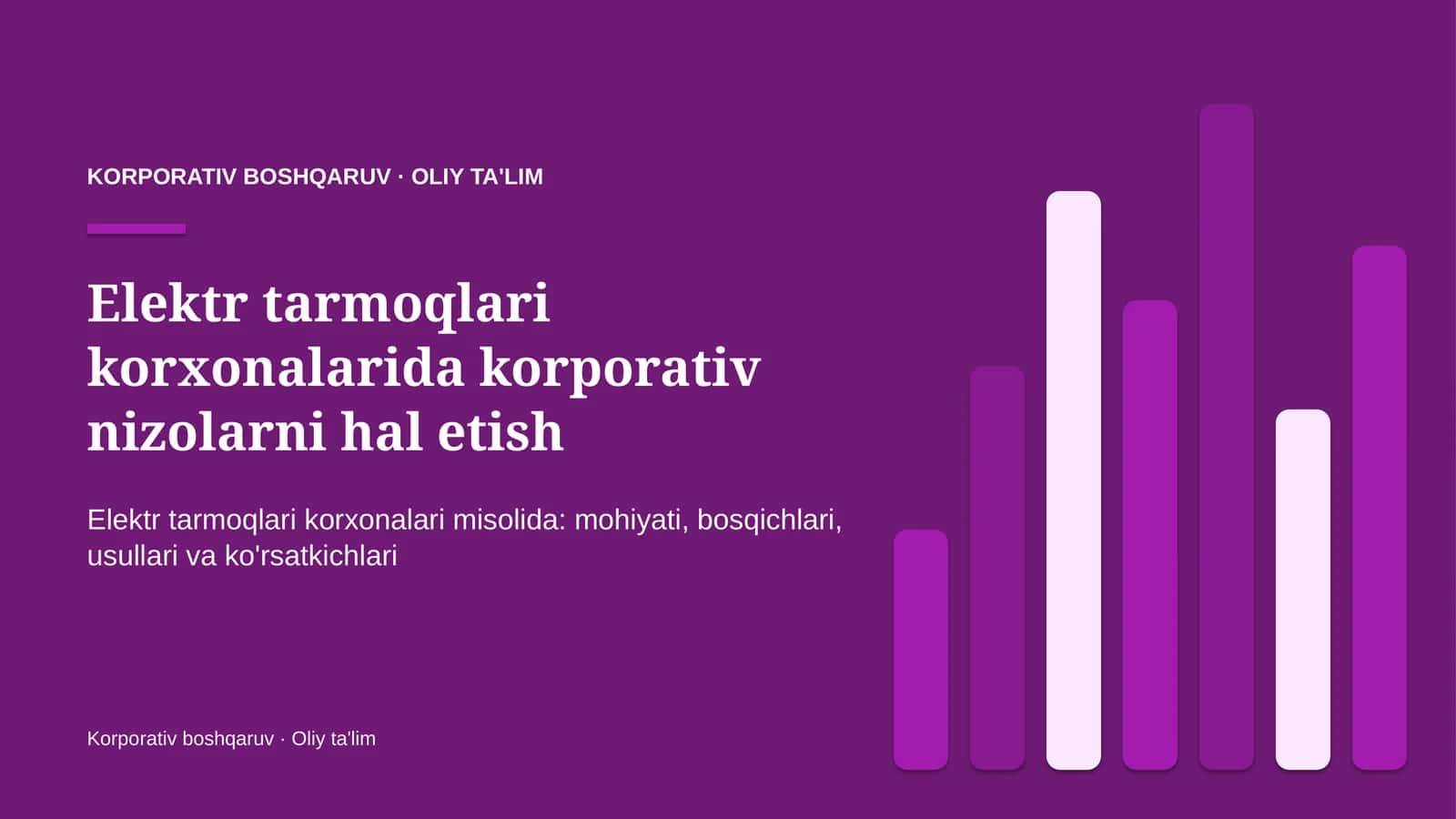 Elektr tarmoqlari korxonalarida korporativ nizolarni hal etish