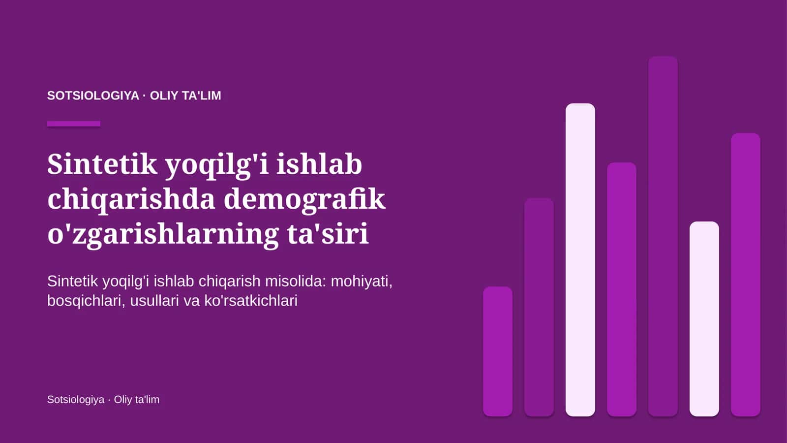Sintetik yoqilg'i ishlab chiqarishda demografik o'zgarishlarning ta'siri