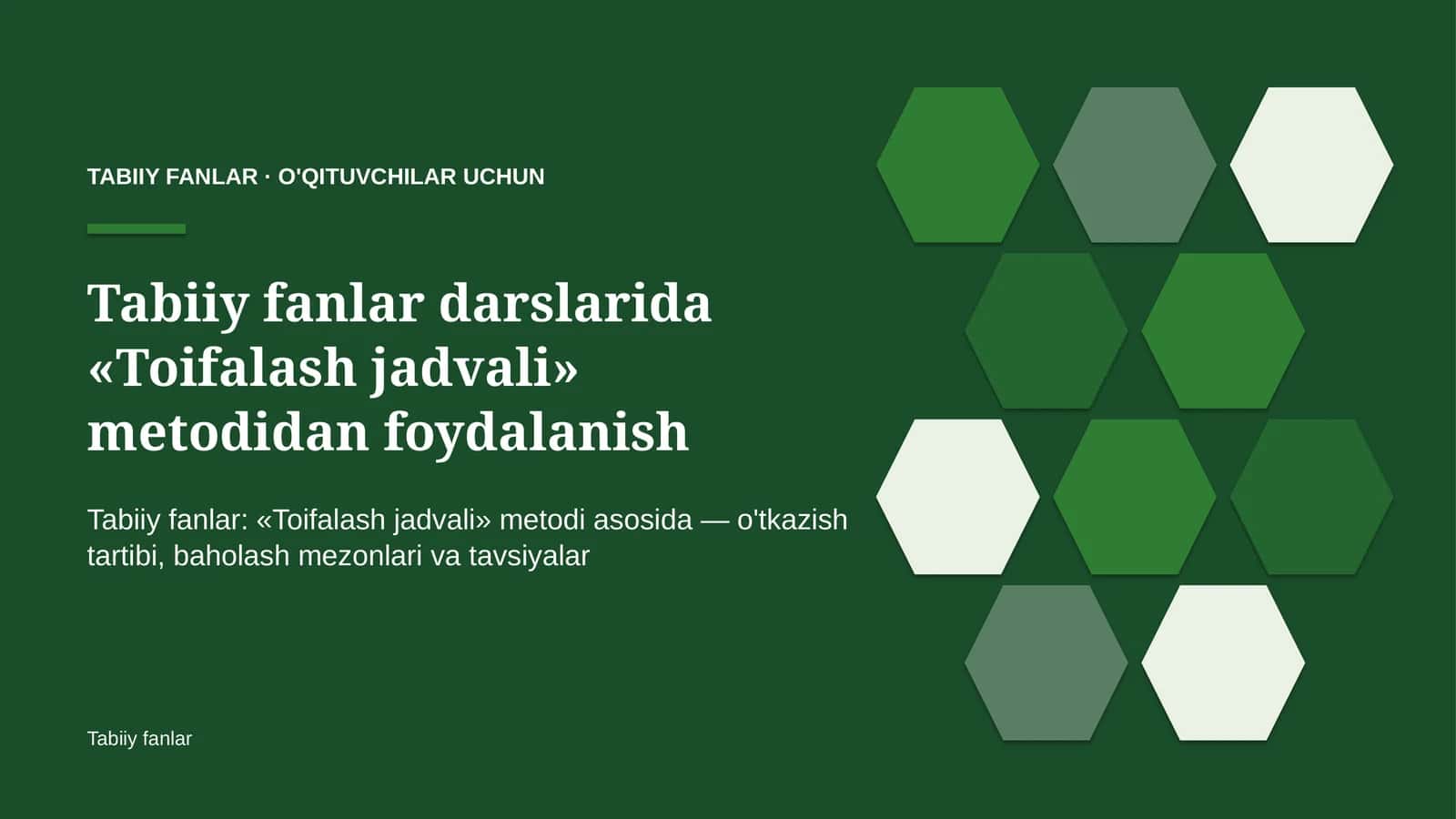 tabiiy fanlar darslarida toifalash jadvali metodidan foydalanish 7907