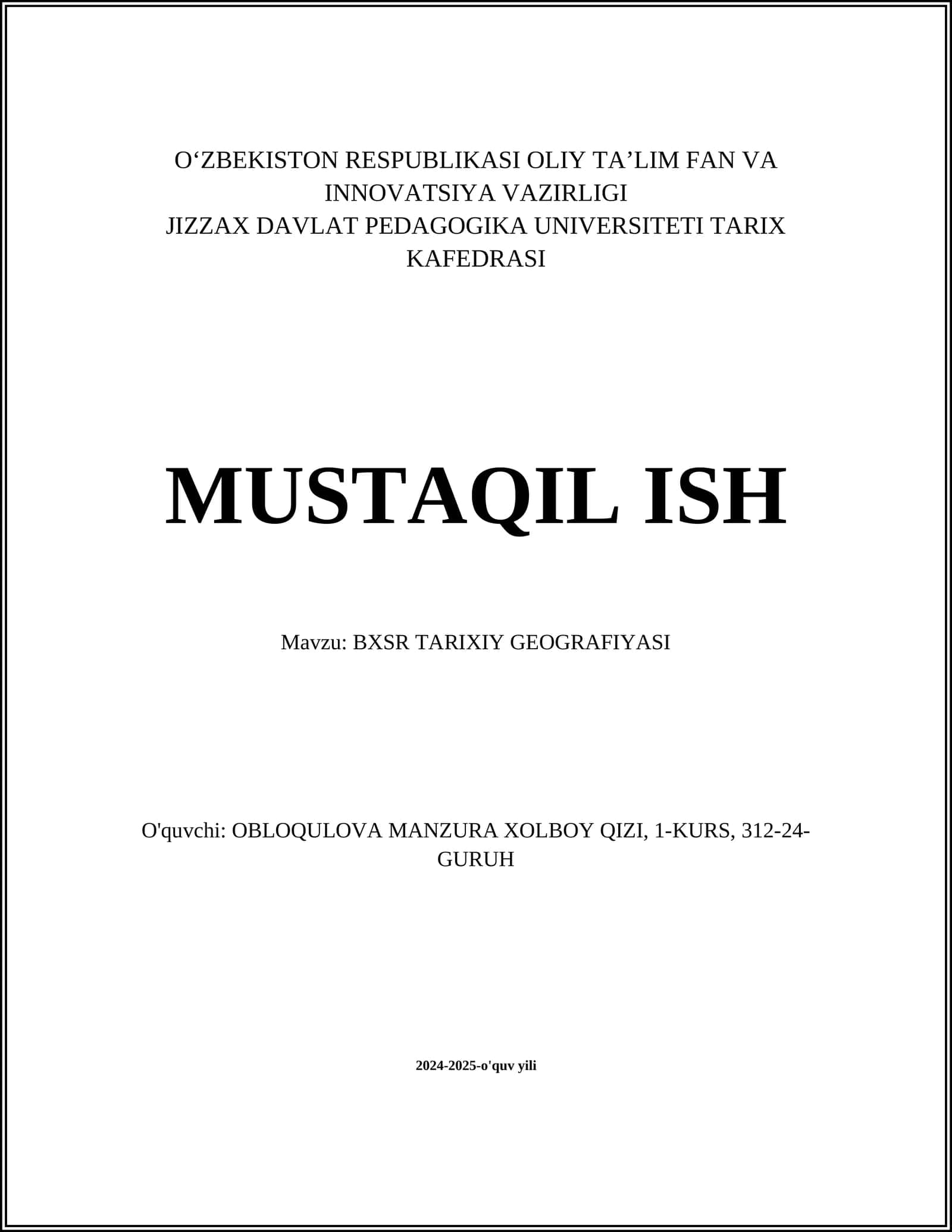 BXSR TARIXIY GEOGRAFIYASI