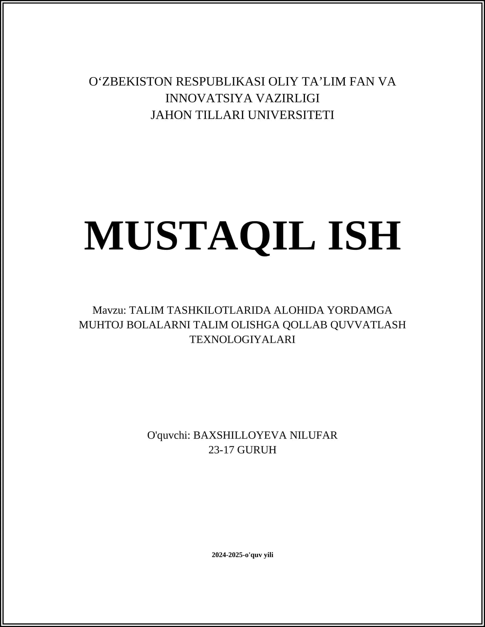 Maxsus ta'lim dasturlari