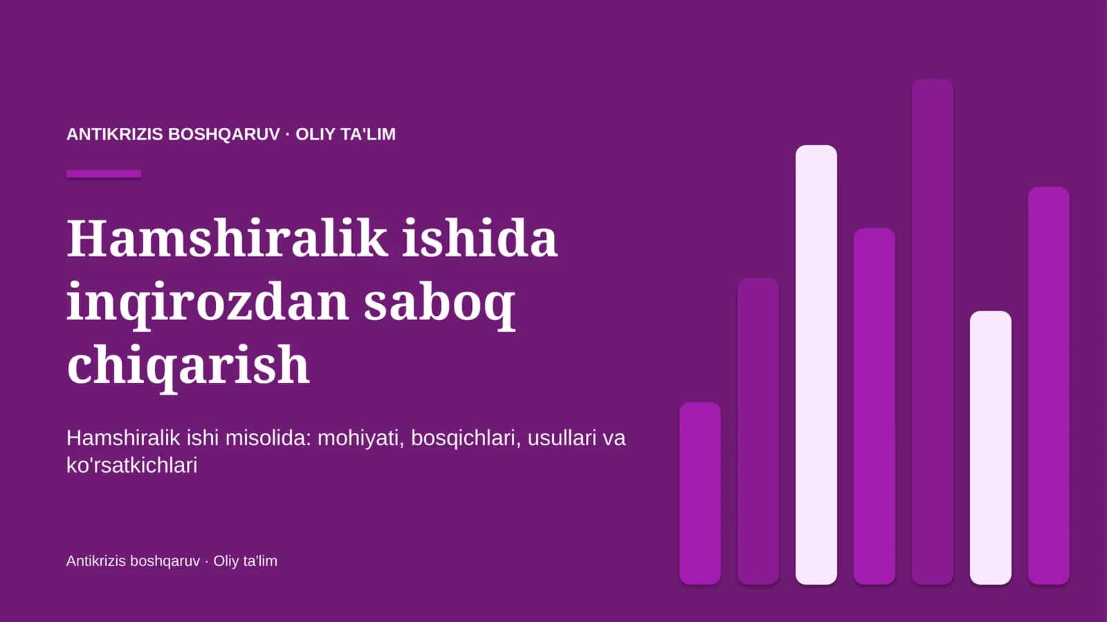 Hamshiralik ishida inqirozdan saboq chiqarish