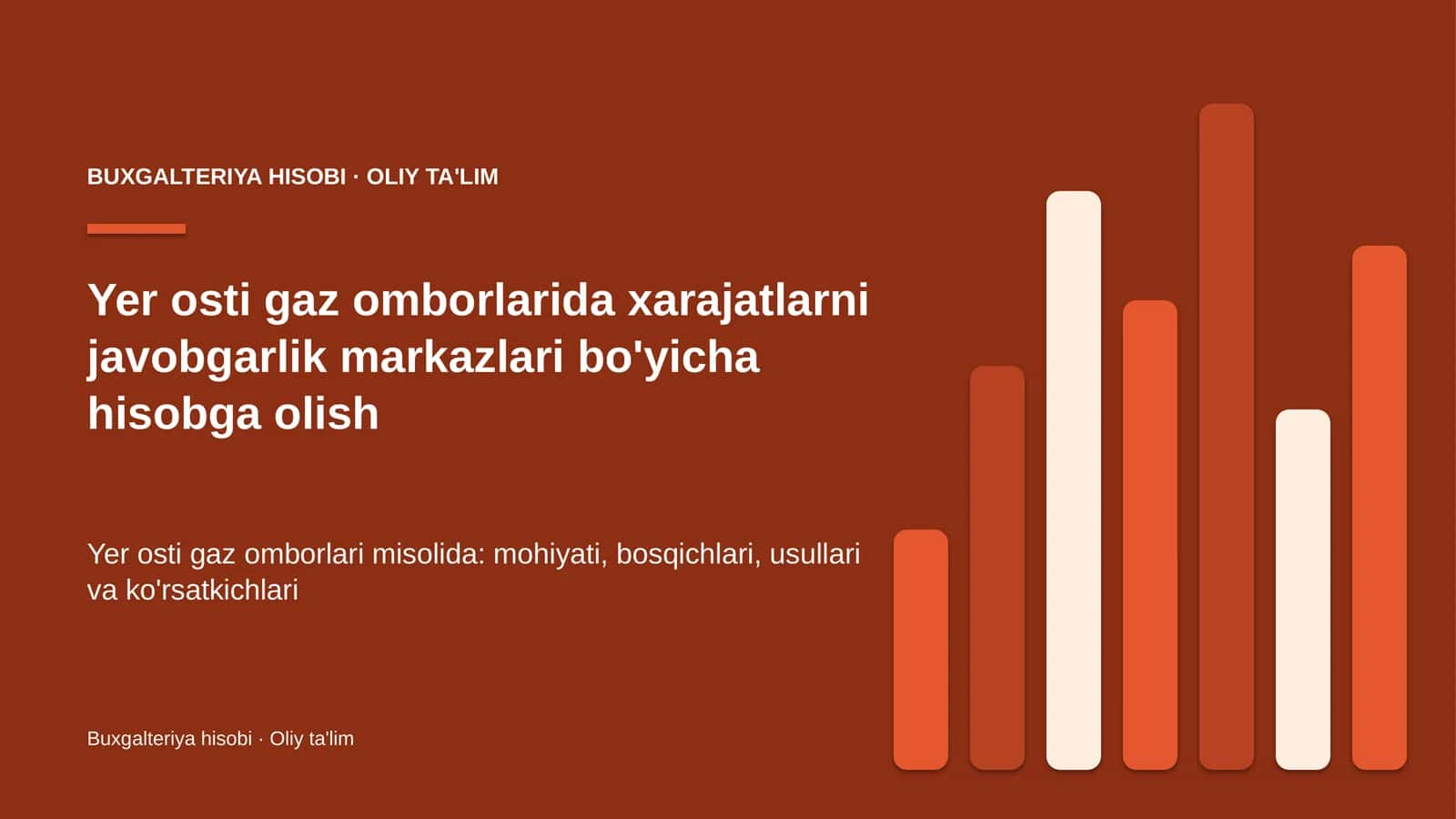 Yer osti gaz omborlarida xarajatlarni javobgarlik markazlari bo'yicha hisobga olish
