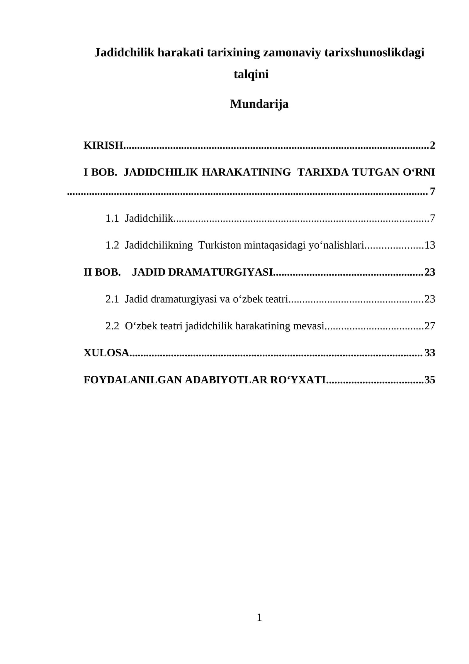 Jadidchilik harakati tarixining zamonaviy tarixshunoslikdagi talqini