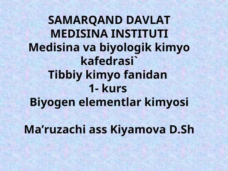 Biogen elementlar kimyosi
