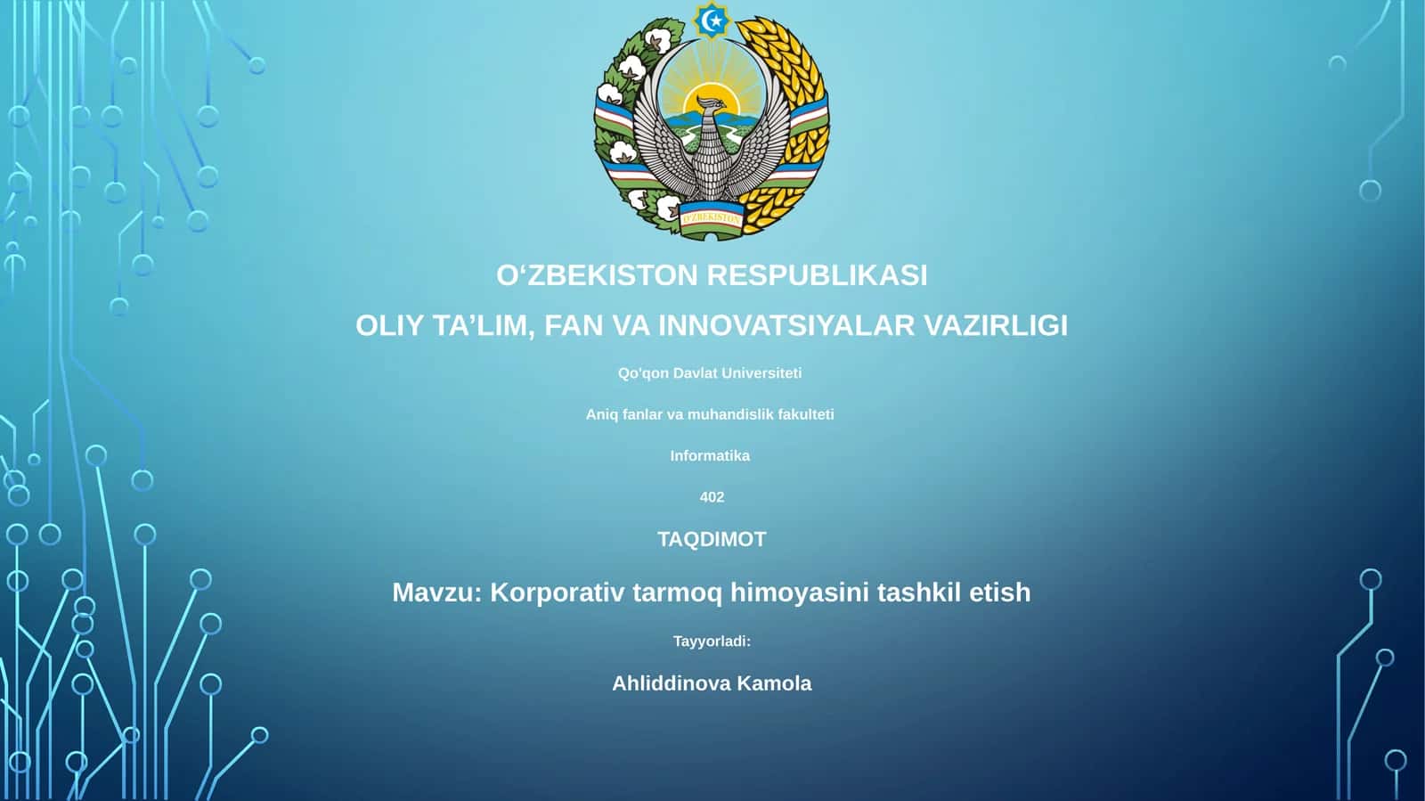 Korporativ tarmoq himoyasini tashkil etish