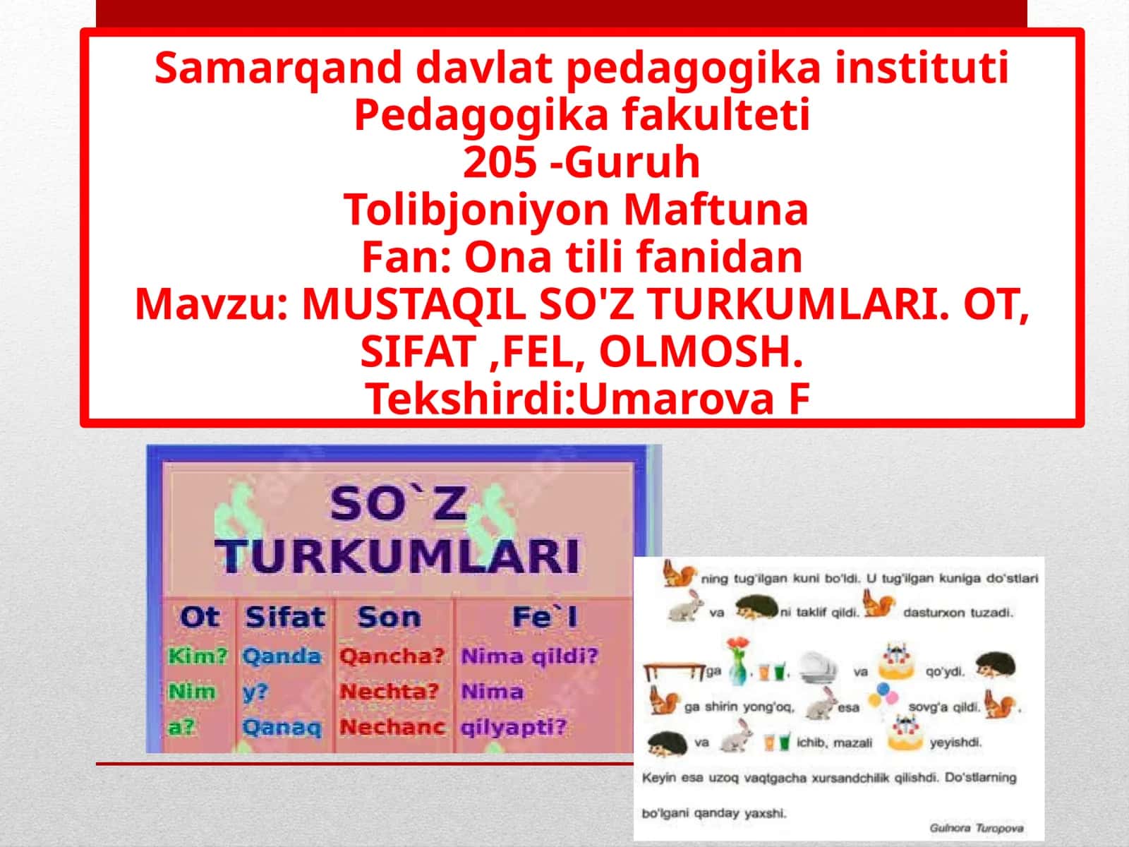 MUSTAQIL SO'Z TURKUMLARI