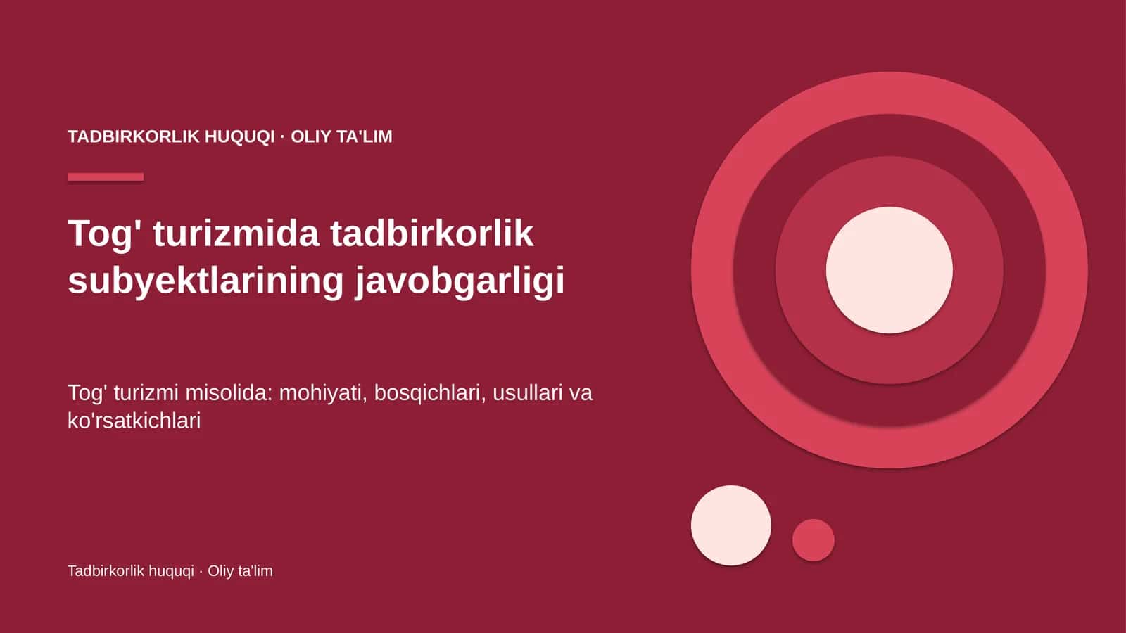 Tog' turizmida tadbirkorlik subyektlarining javobgarligi