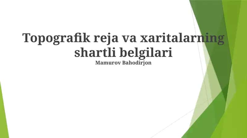 Topografik reja va xaritalarning shartli belgilari