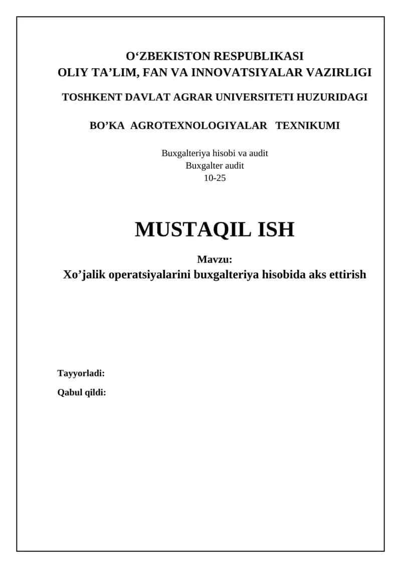 Buxgalteriya hisobi va audit