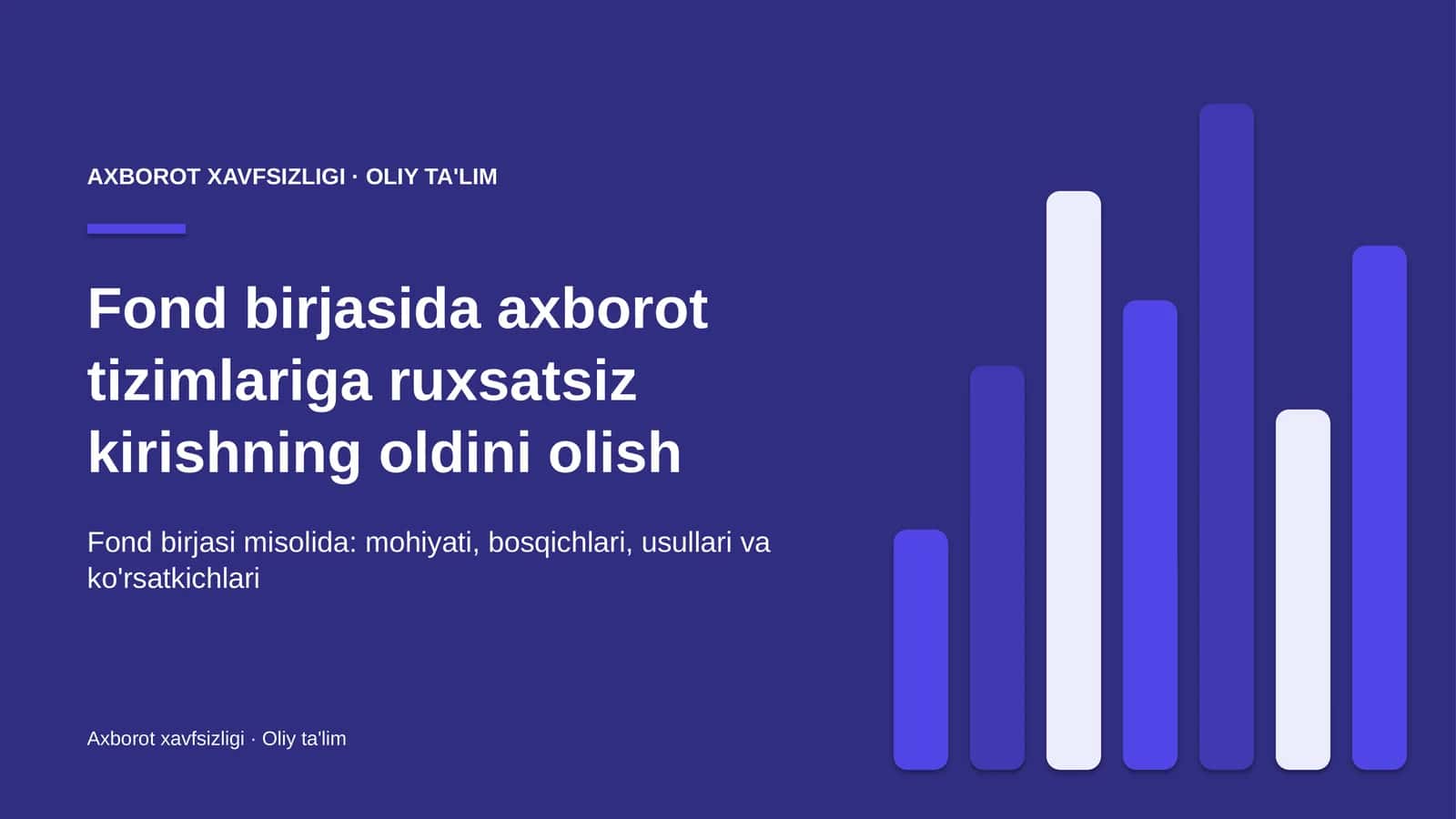 Fond birjasida axborot tizimlariga ruxsatsiz kirishning oldini olish