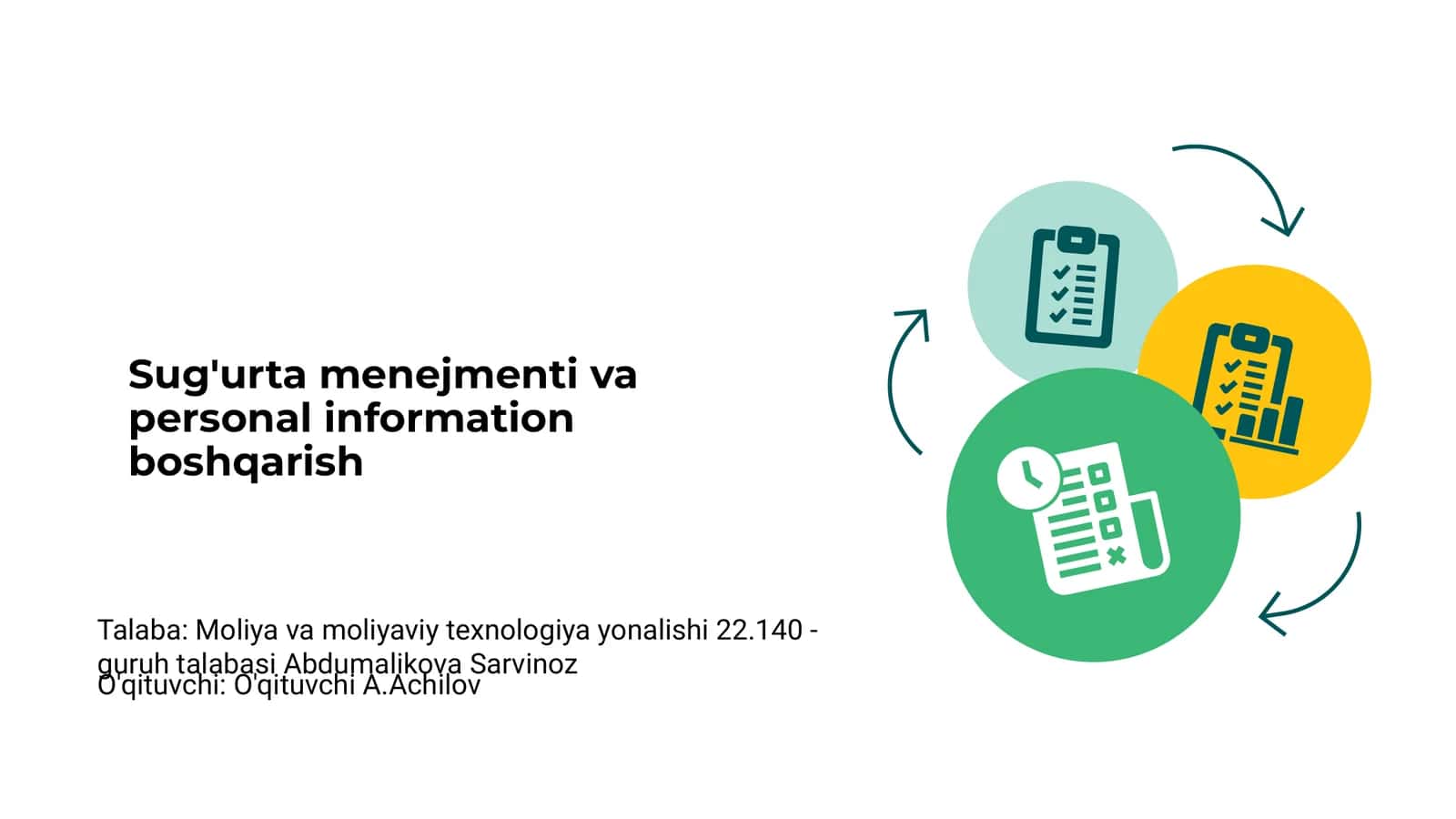 Sug'urta menejmenti va personal information boshqarish
