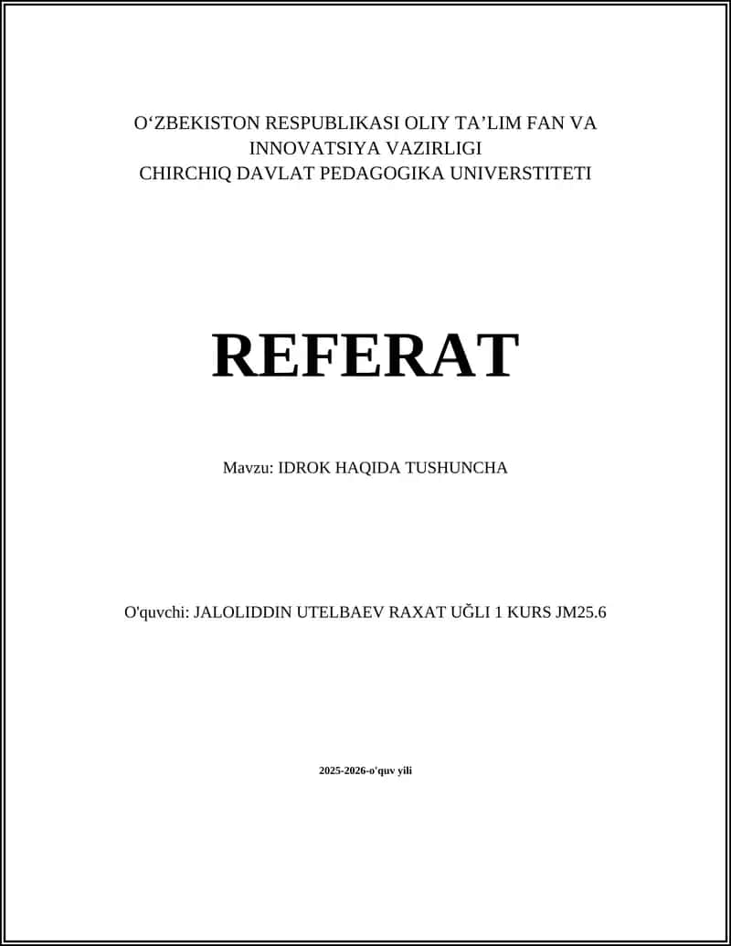 IDROK HAQIDA TUSHUNCHA