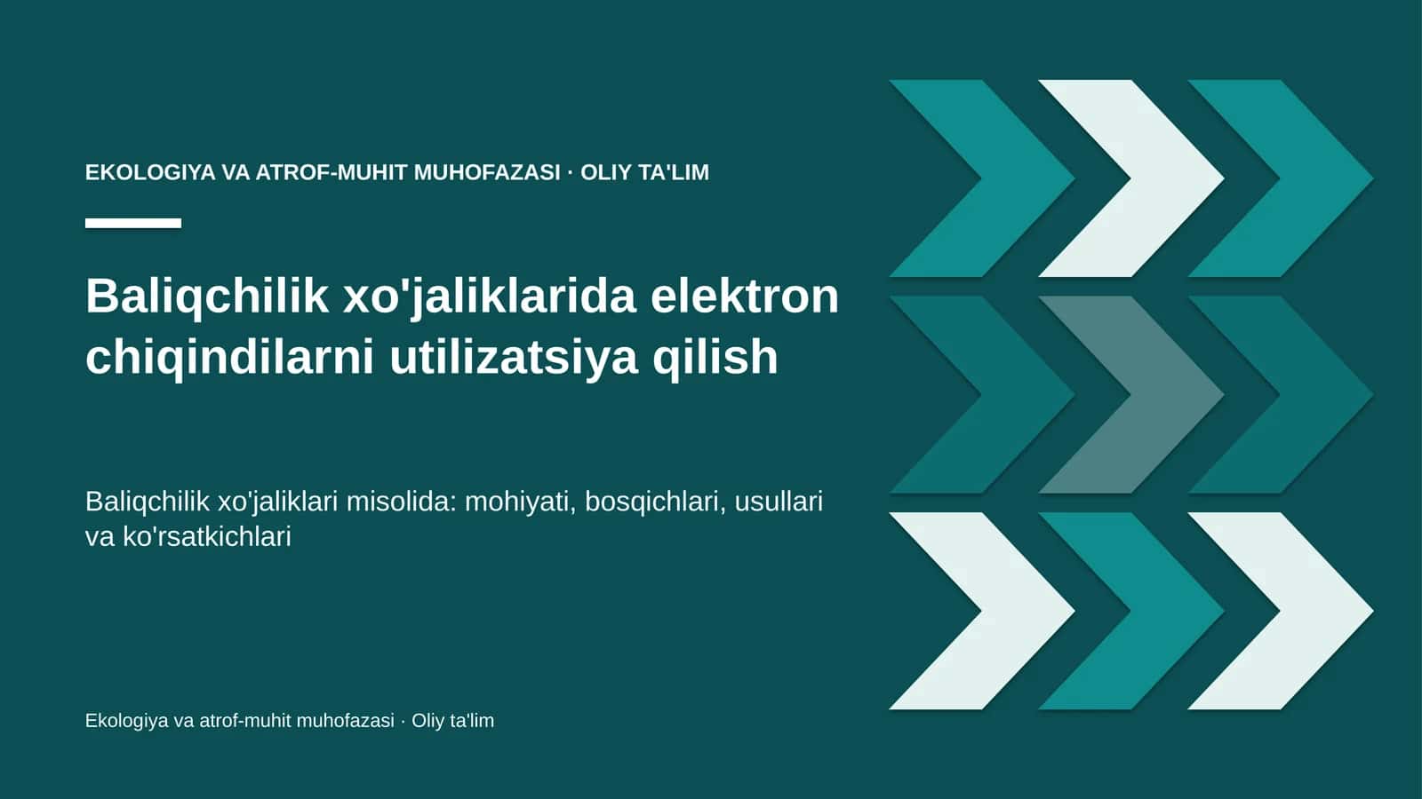 Baliqchilik xo'jaliklarida elektron chiqindilarni utilizatsiya qilish