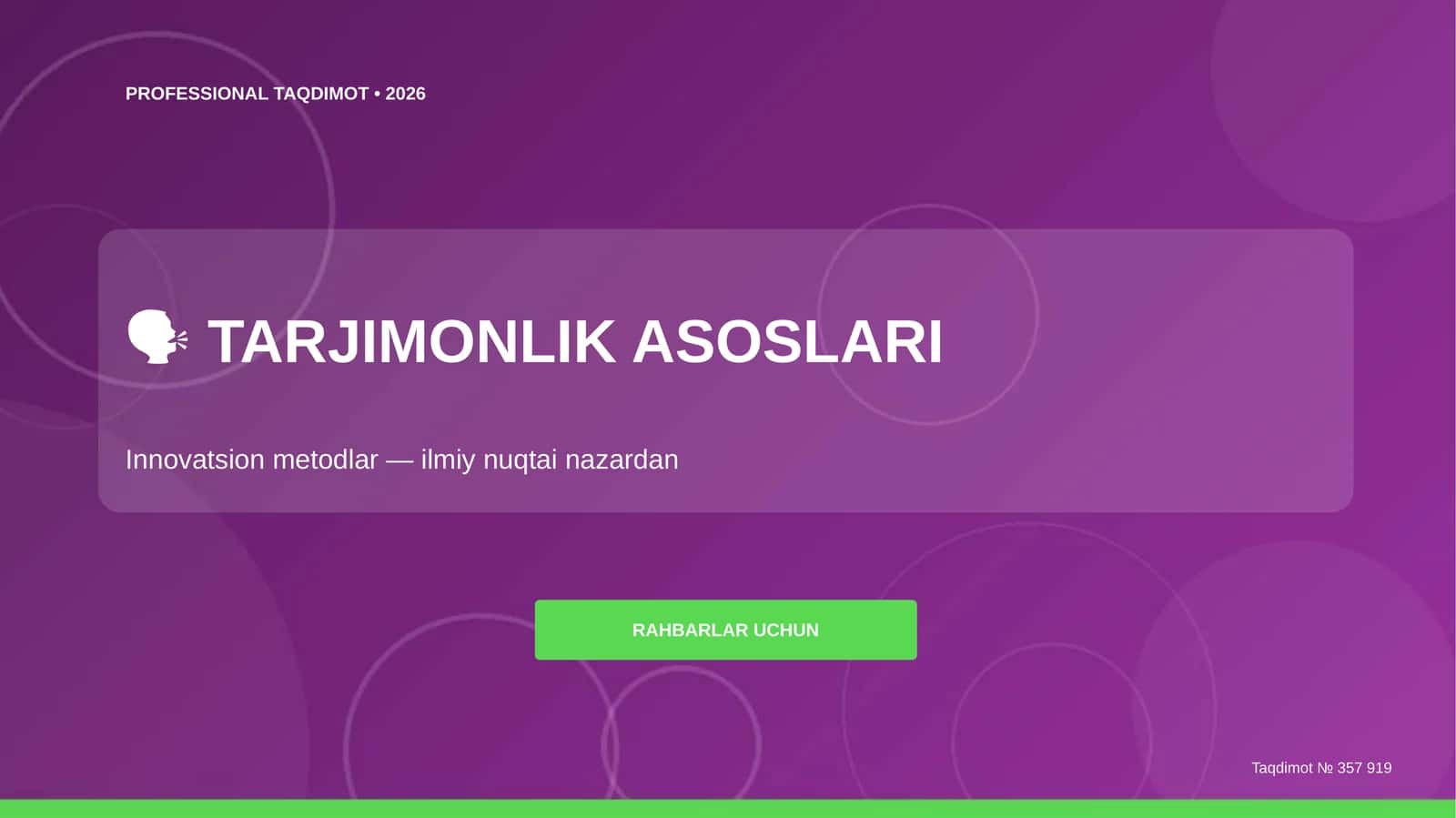 TARJIMONLIK ASOSLARI