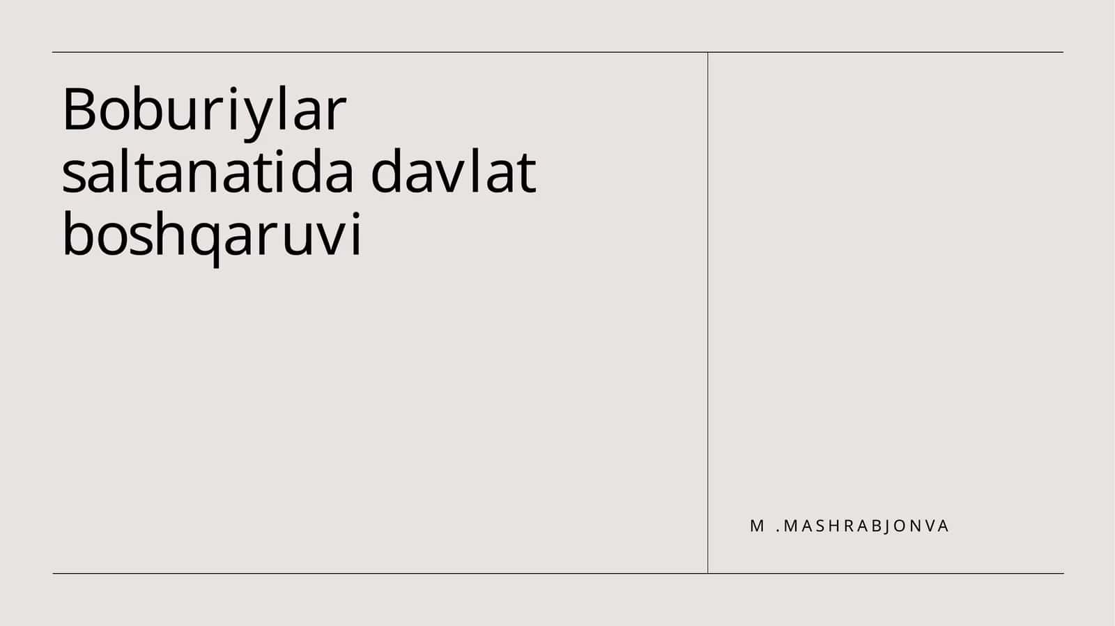 Boburiylar saltanatida davlat boshqaruvi