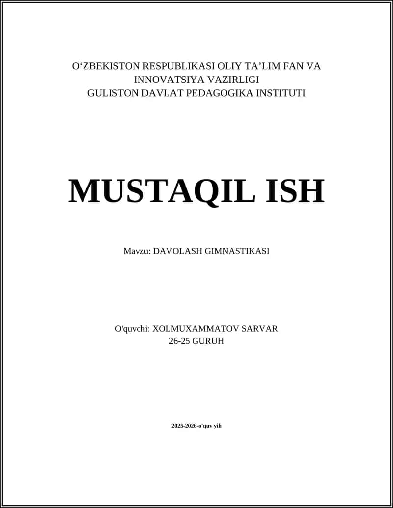 DAVOLASH GIMNASTIKASI