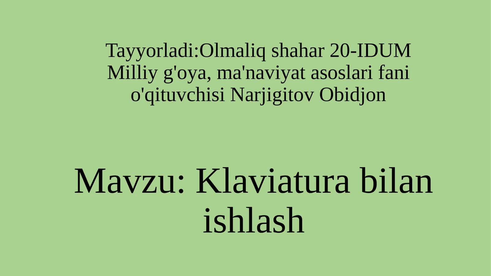5-sinf Informatika Klaviatura bilan ishlash dars ishlanma