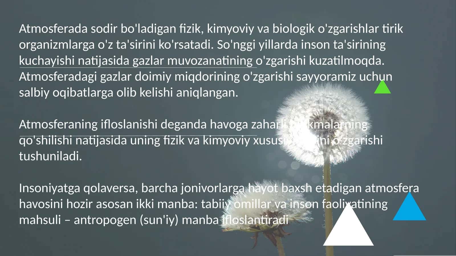 Atmosfera va uning o'zgarishlari