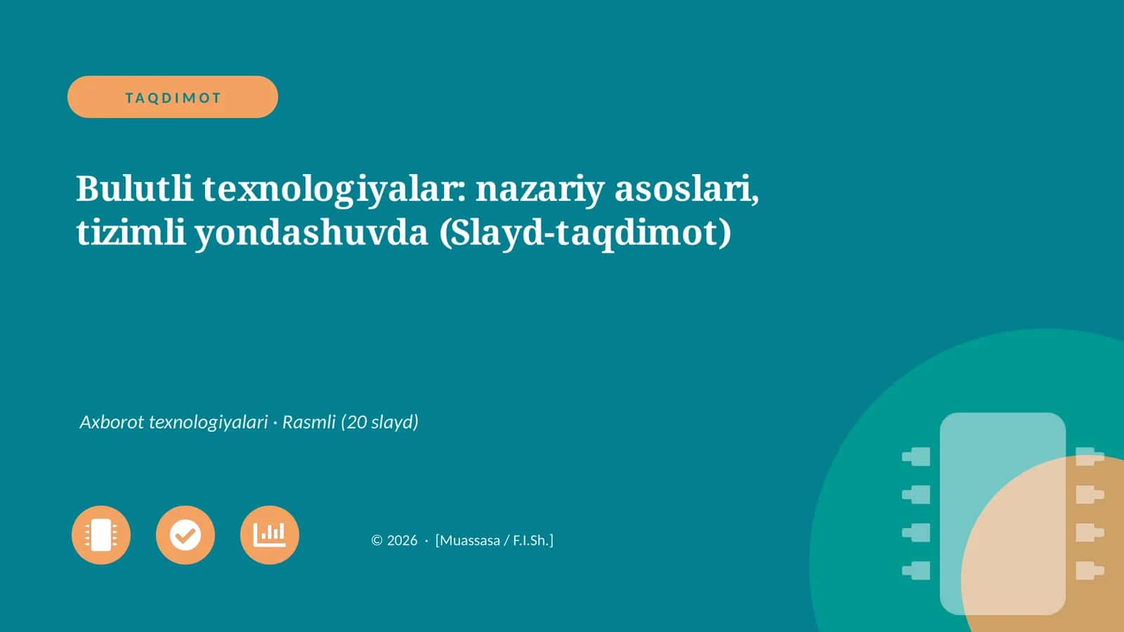 Bulutli texnologiyalar: nazariy asoslari, tizimli yondashuvda (Slayd-taqdimot)