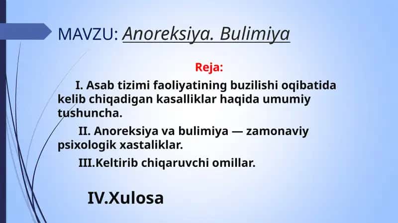 Anoreksiya. Bulimiya