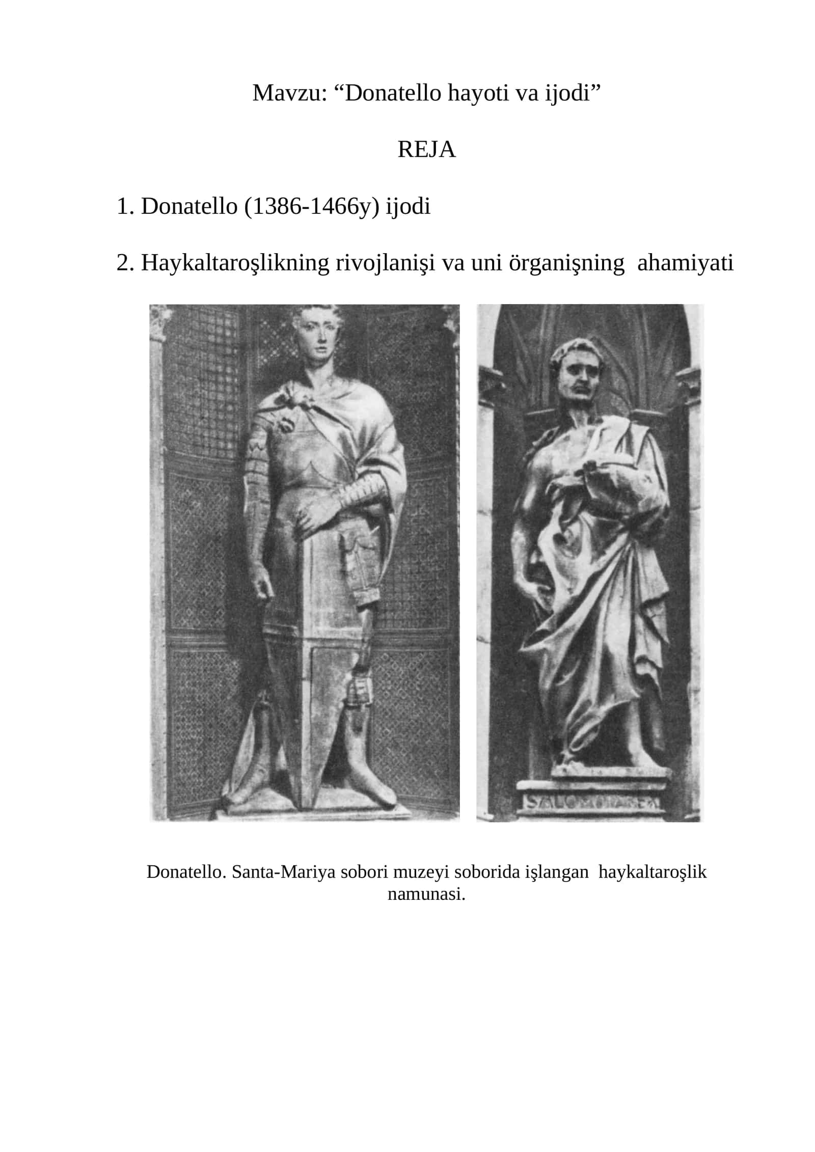 Donatello hayoti va ijodi