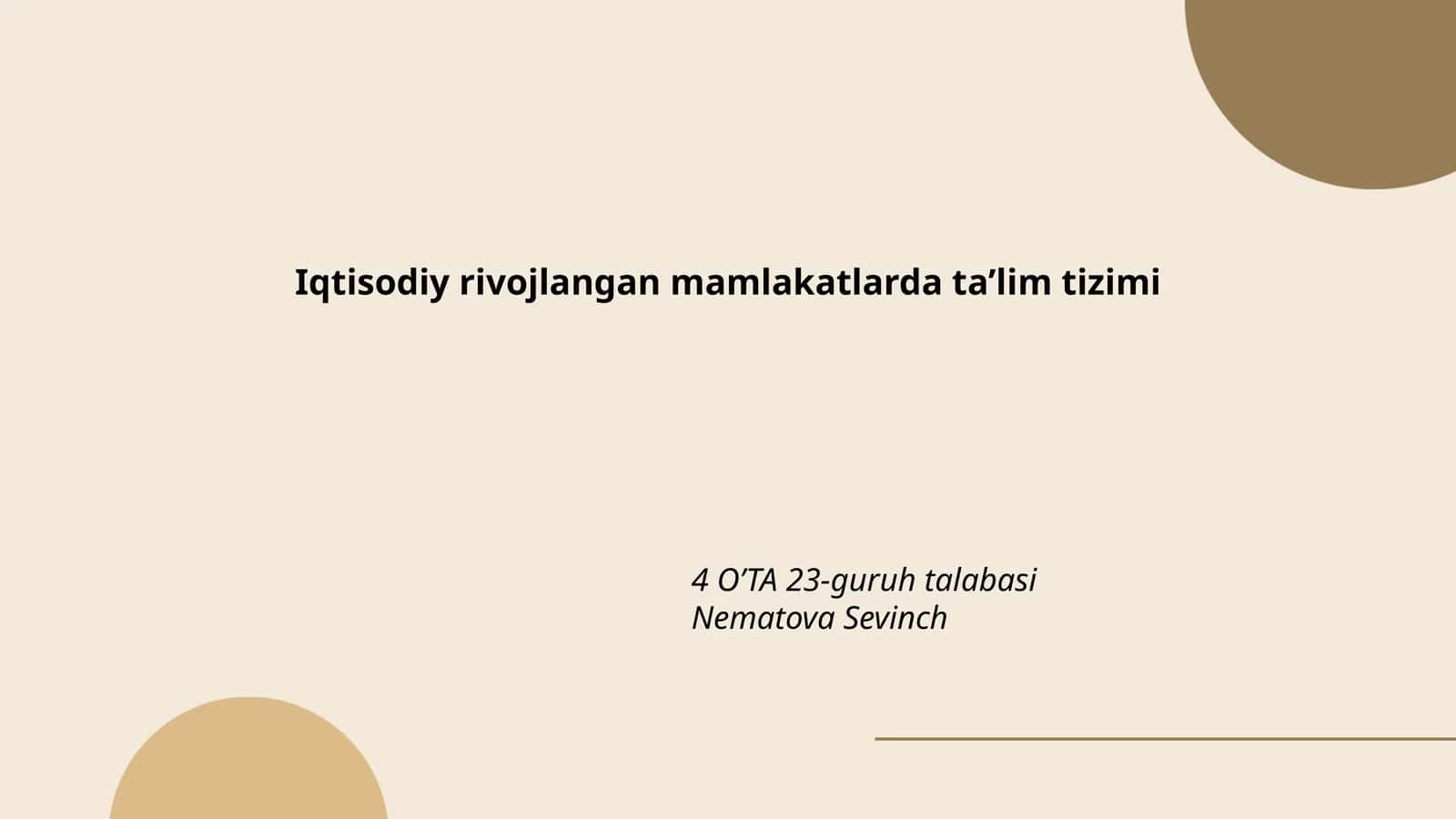 Iqtisodiy rivojlangan mamlakatlarda ta'lim tizimi