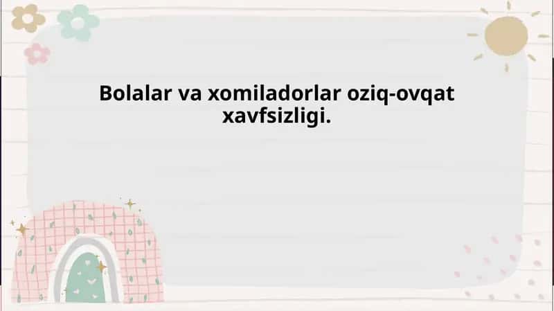Oziq-ovqatning sifat va xavfsizlik standartlari