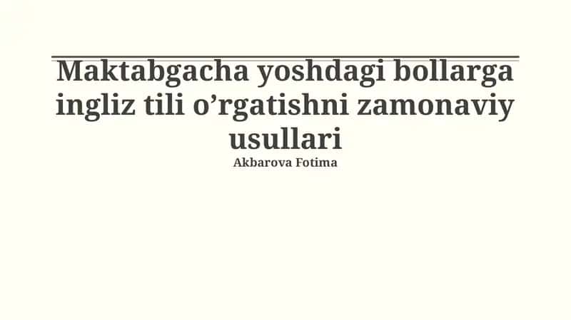 Zamonaviy o'qitish usullari