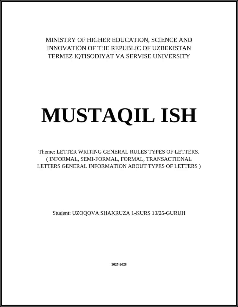 Letter Writing: General Rules, Types of Letters