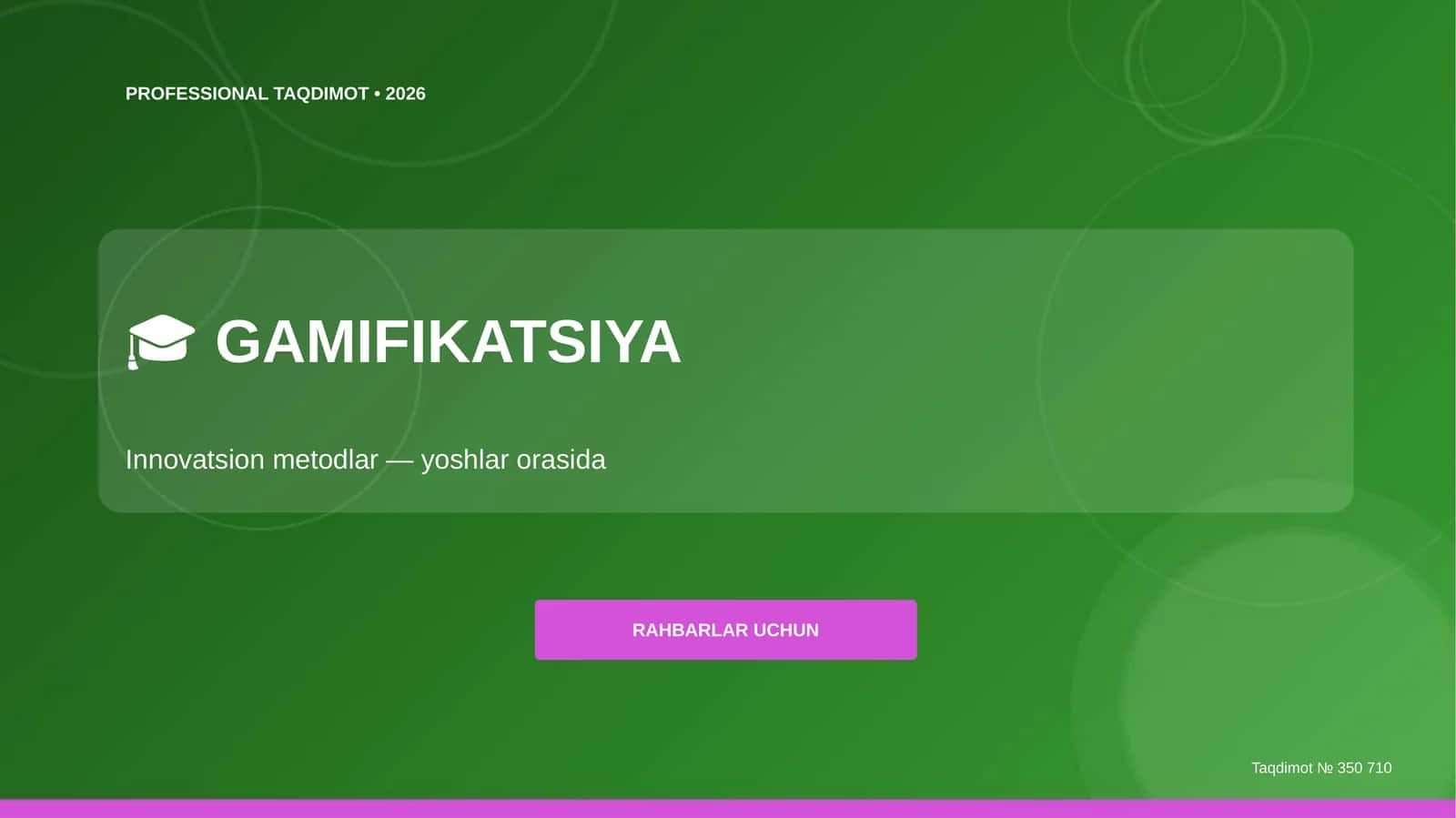 Gamifikatsiya: innovatsion metodlar (yoshlar orasida) [rahbarlar uchun]