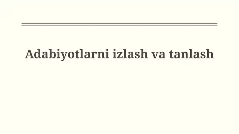 Adabiyotlarni izlashvatanlash