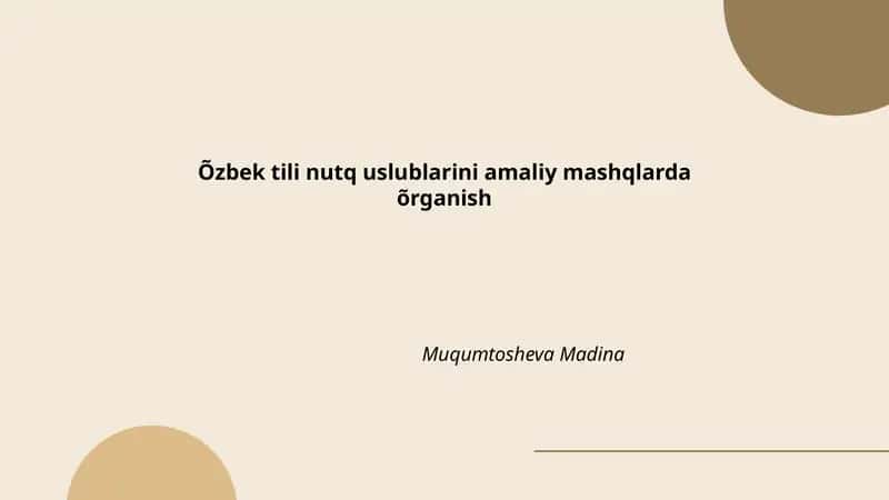 Nutq Uslublarini Amaliy Mashqlar