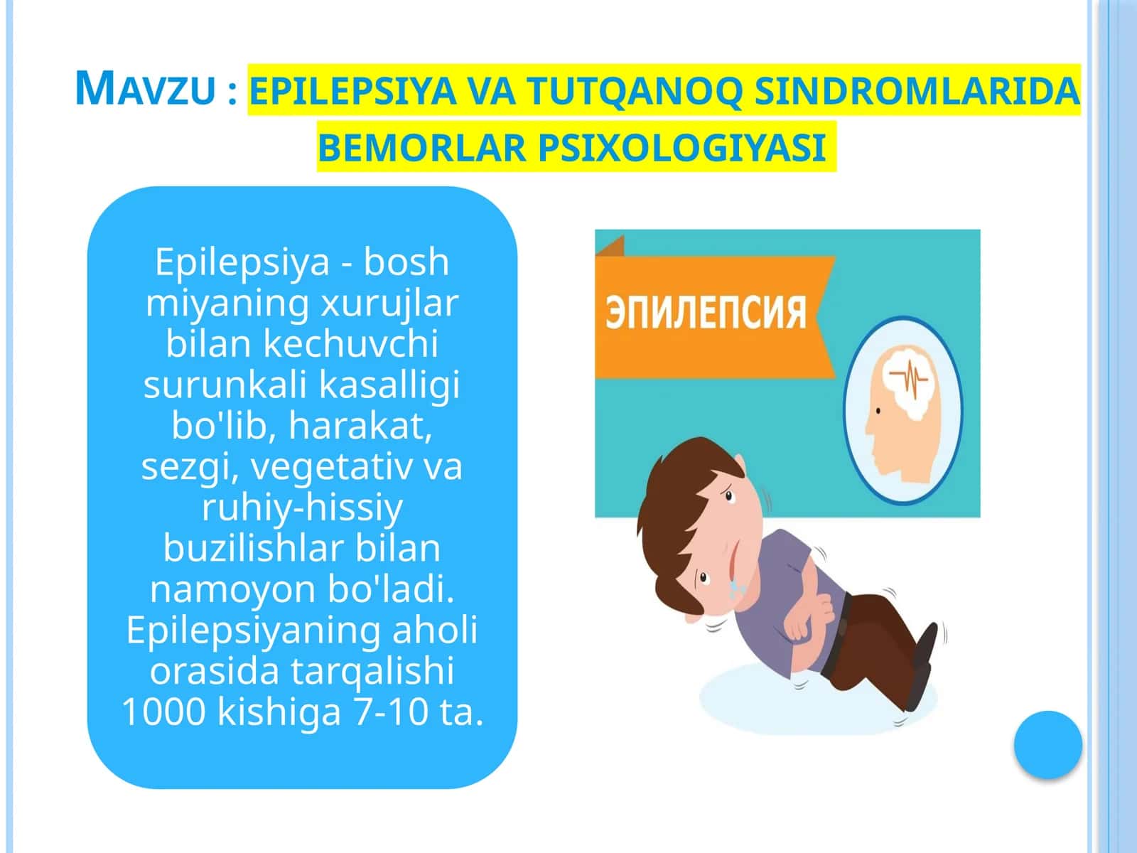 Epilepsiyava Tutqanoq Sindromlari Dabemorlar Psixologiyasi
