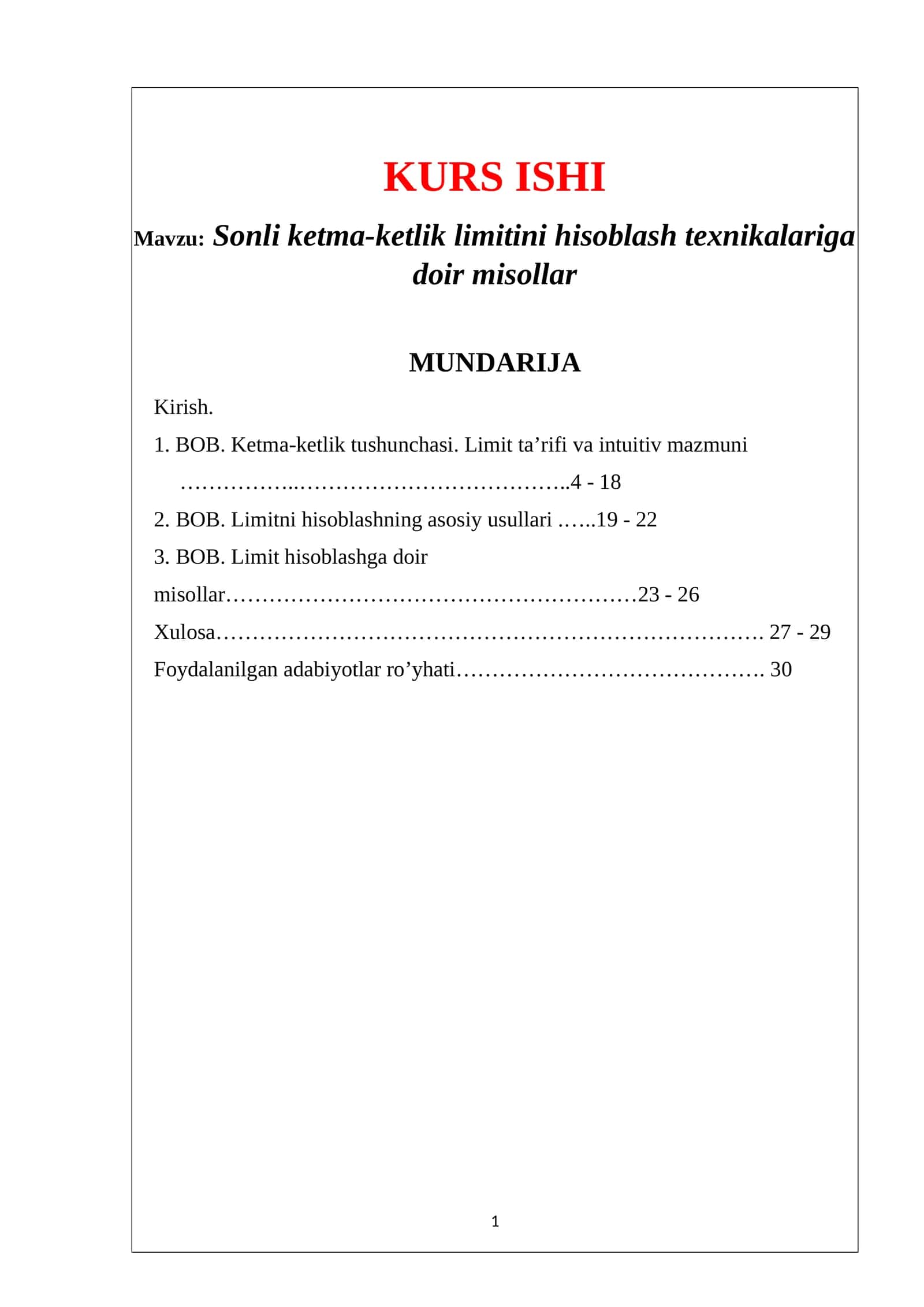 Sonli ketma-ketlik limitini hisoblash texnikalariga doir misollar