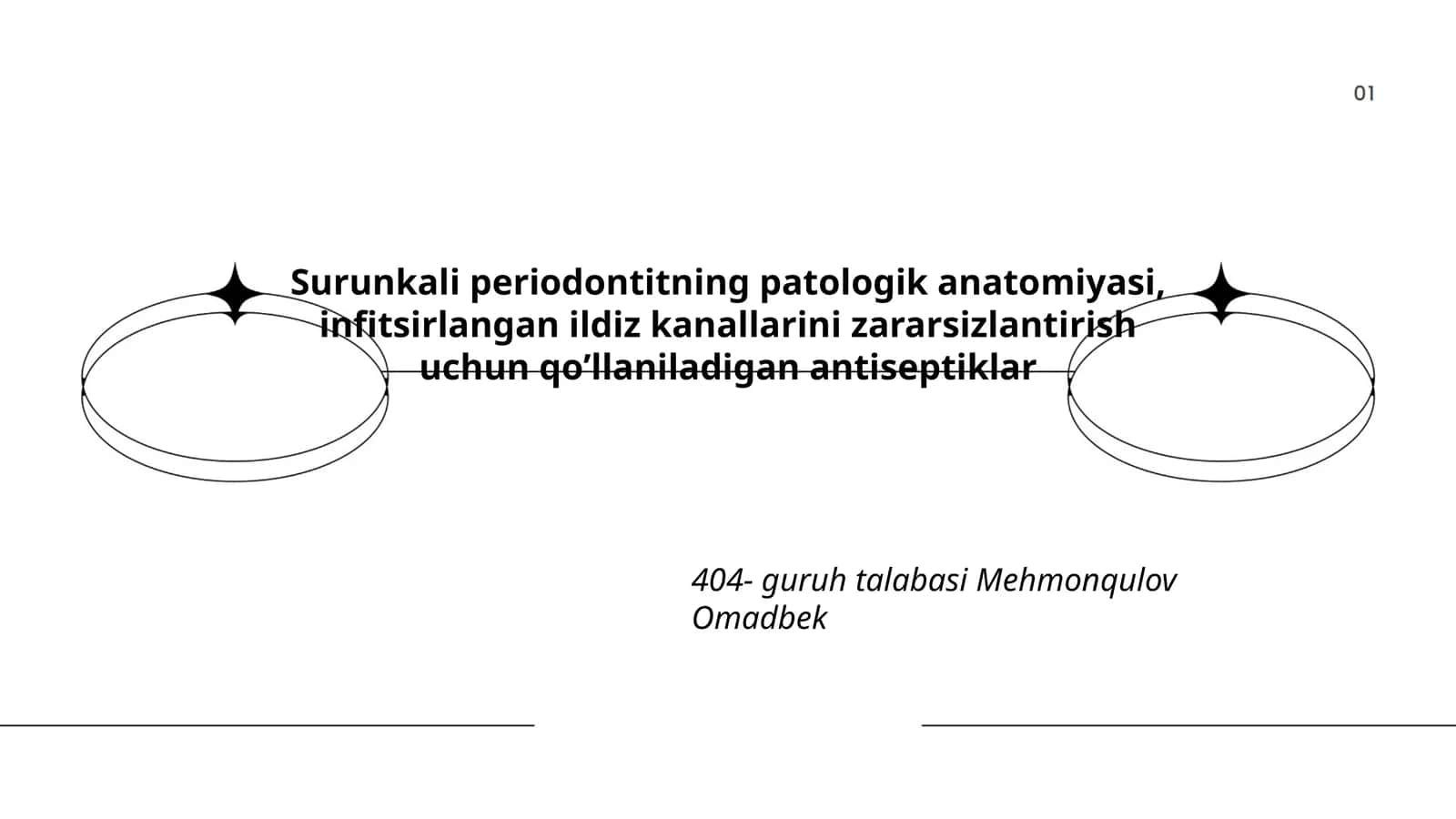 Surunkali periodontitning patologik anatomiyasi, infitsirlangan ildiz kanallarini zararsizlantirish uchun qoʼllaniladigan antiseptiklar