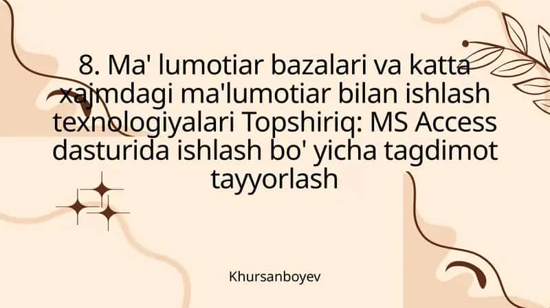 Ma'lumotlar bazalari va katta xajm